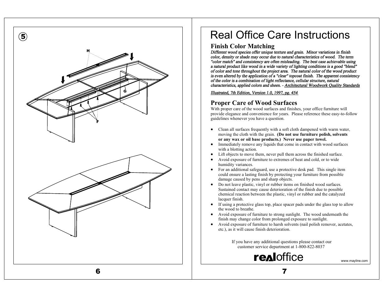 Ore l ffice, Real office care instructions | Mayline 120" Conference Table Corsica Series User Manual | Page 4 / 4