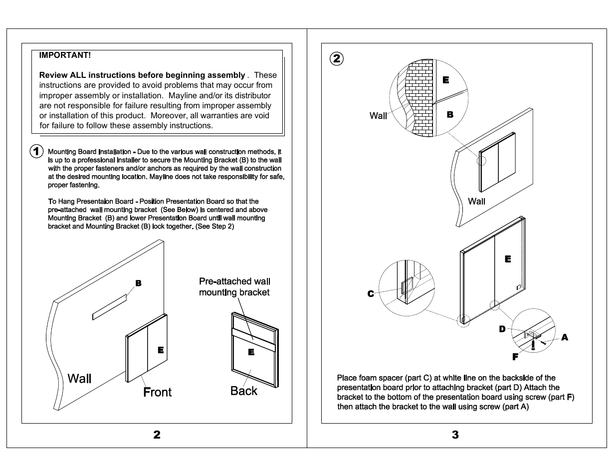 Mayline Presentation Board Corsica Series User Manual | Page 2 / 3