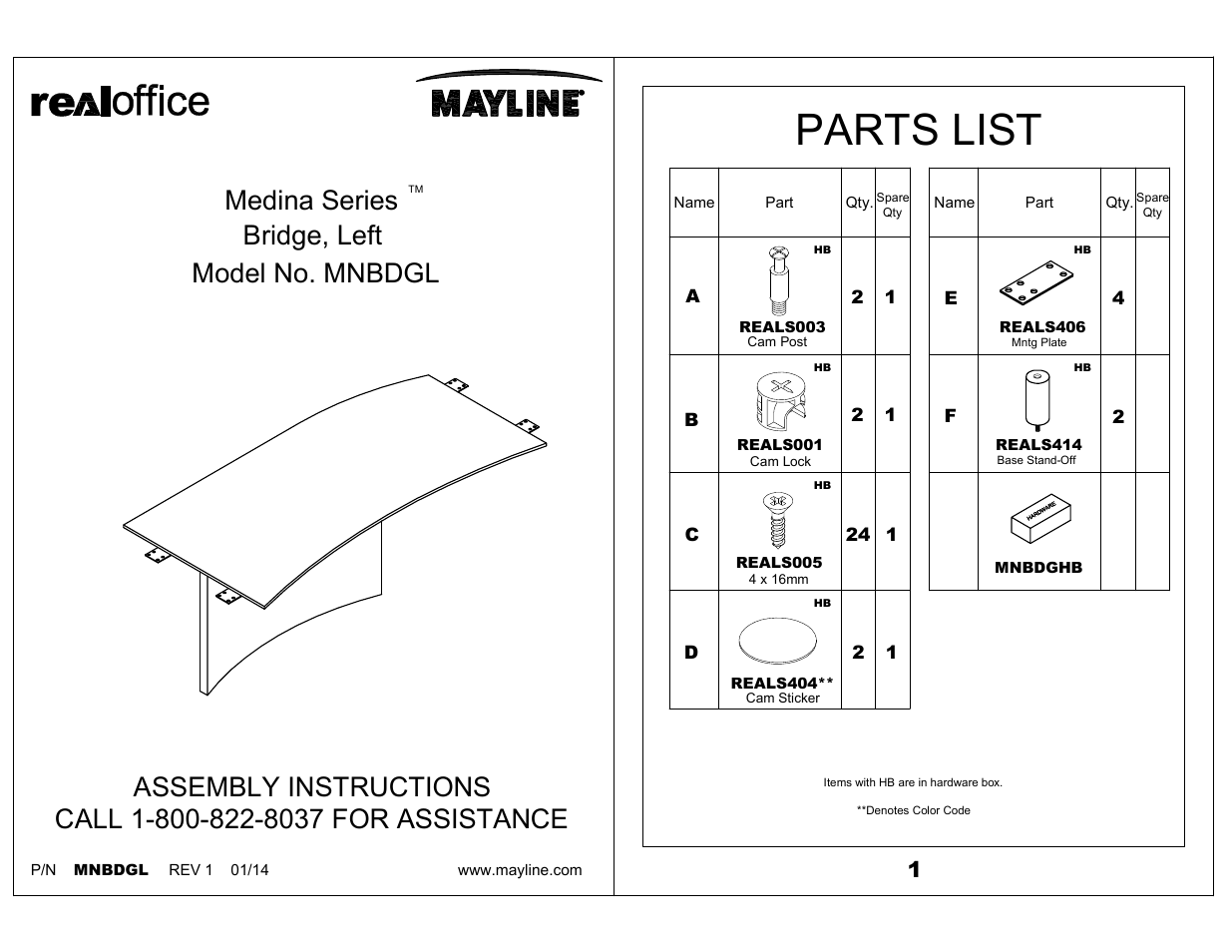 Mayline Bridge, Left Medina Series User Manual | 3 pages