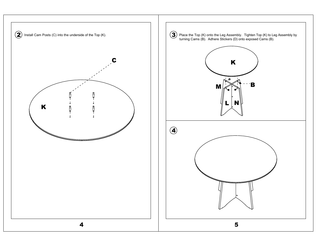 Mayline MNCR48 48" Round Top W/Leg Medina Series User Manual | Page 3 / 3