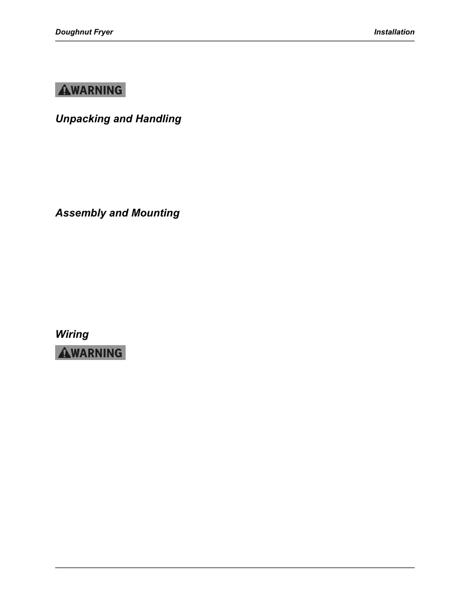 Installation, Unpacking and handling, Assembly and mounting | Wiring | BKI DNF-F User Manual | Page 10 / 28