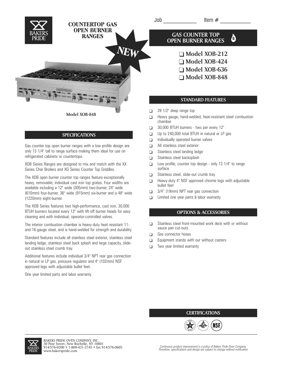 Bakers Pride XOB-212 User Manual | 2 pages