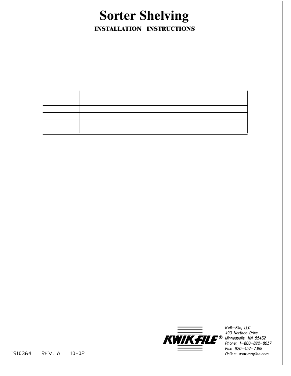 Sorter shelving | Mayline Sorters & Sorter Shelving User Manual | Page 2 / 2