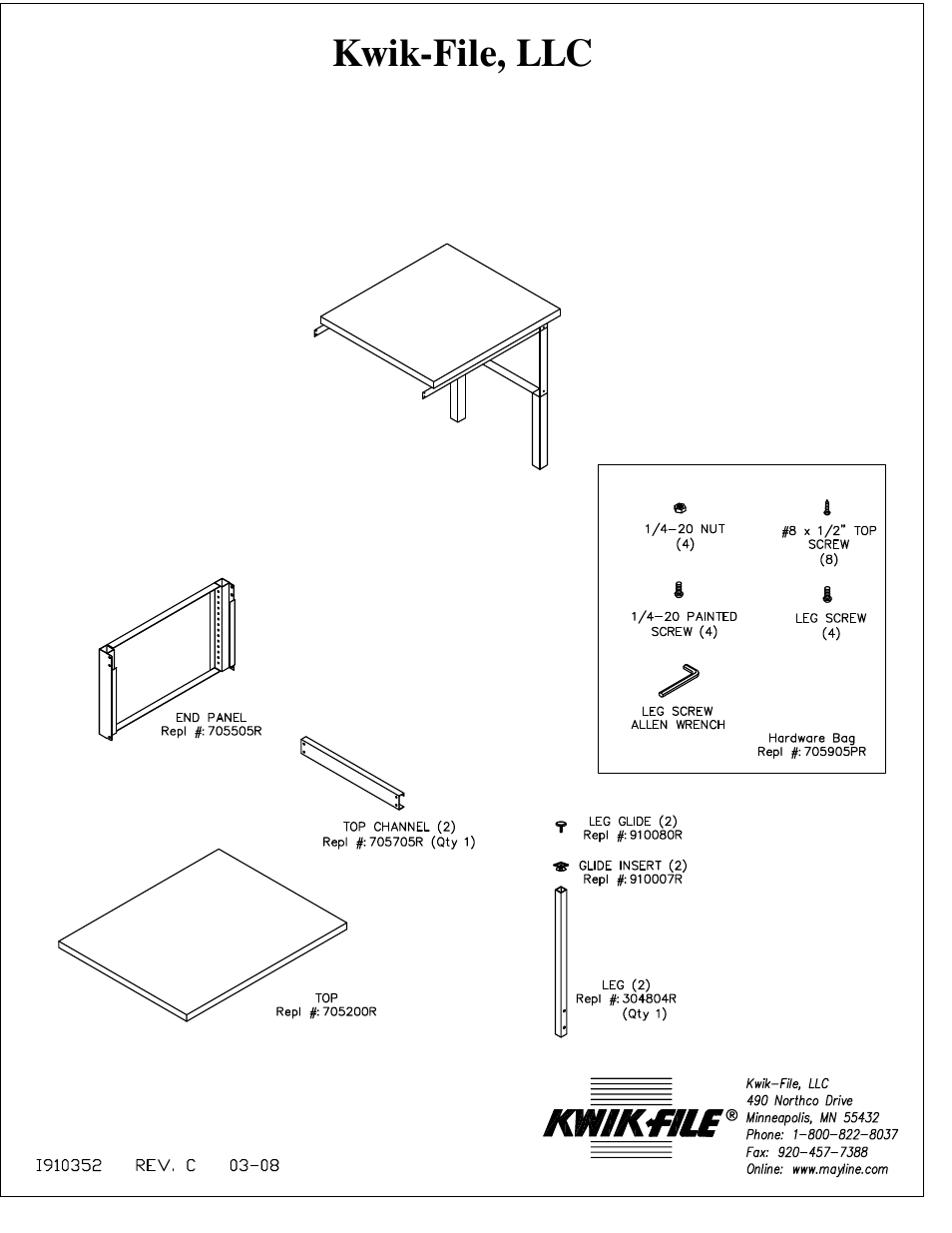 Mayline TB30 Work Table & SLF30 Shelf User Manual | 3 pages