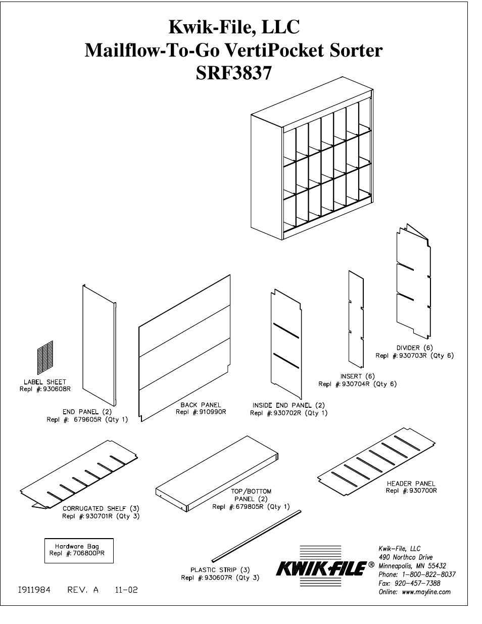 Mayline SRF3837 User Manual | 4 pages