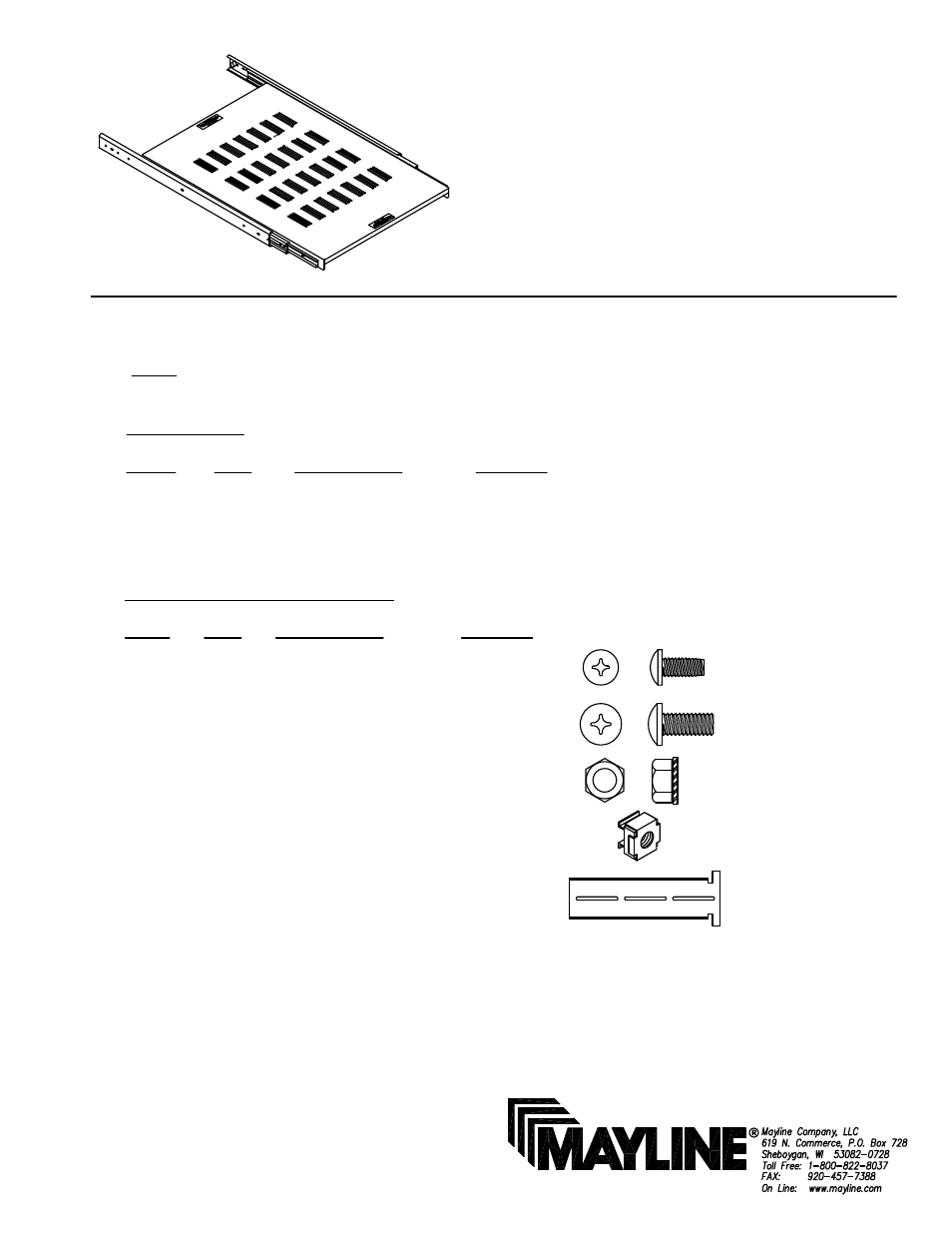 Mayline Sliding Shelf User Manual | 4 pages