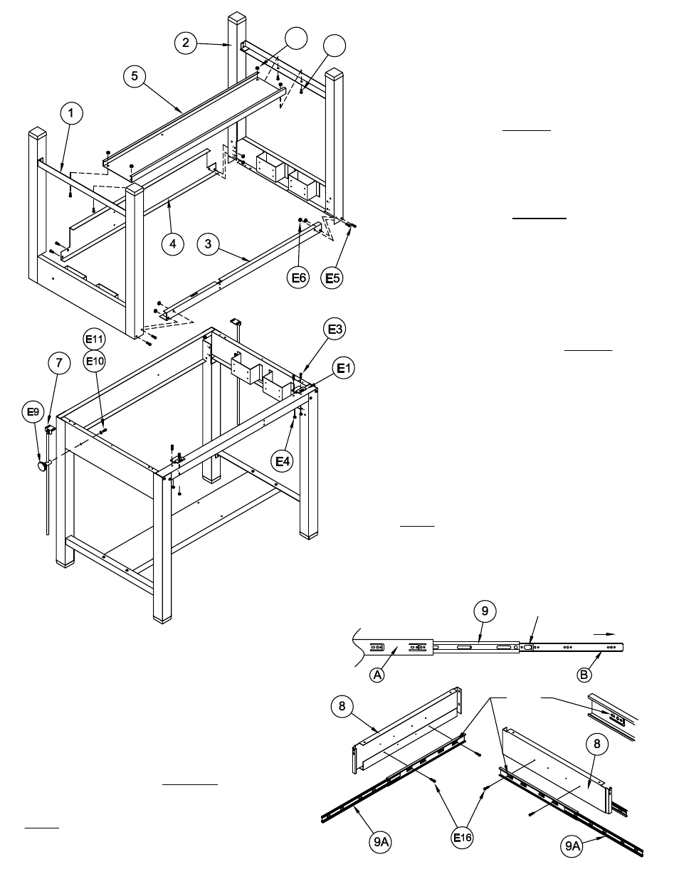 Assembly instructions: optional drawers | Mayline Ranger 4-post Table User Manual | Page 2 / 5