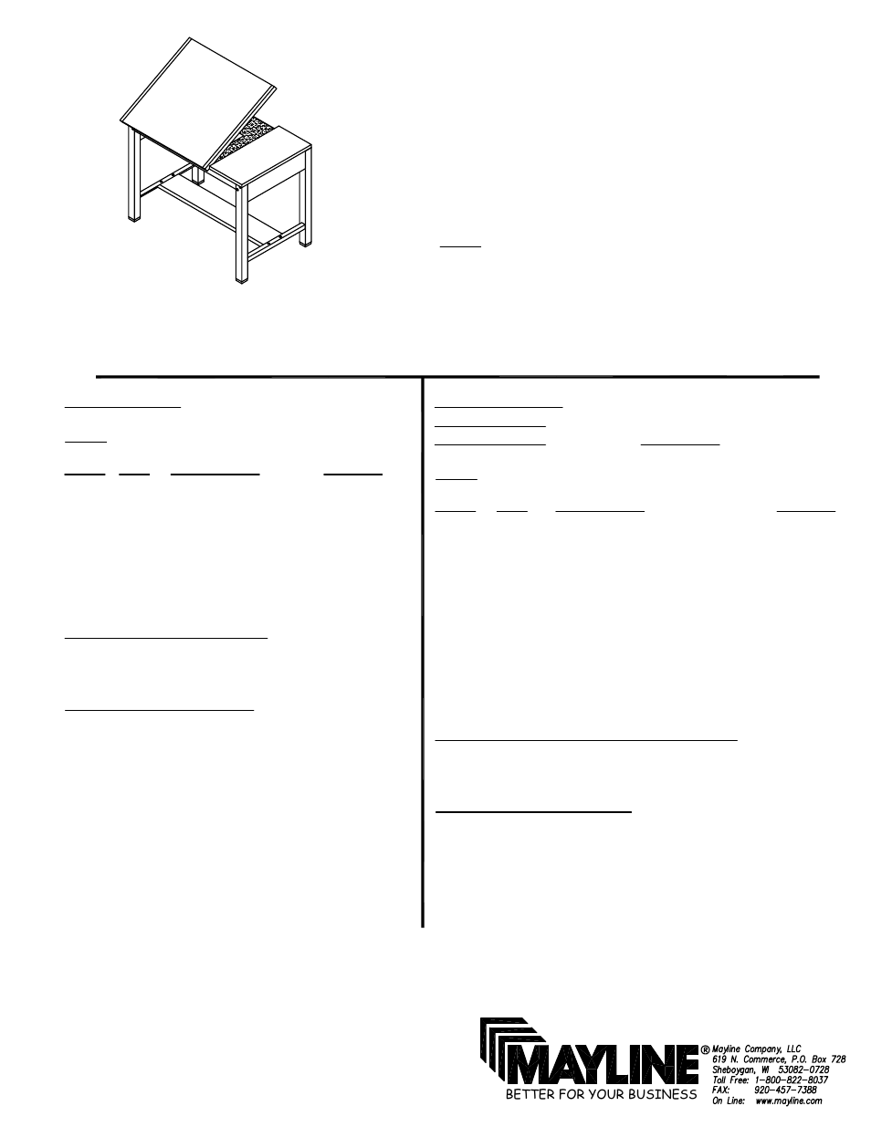 Mayline Ranger Split-Top User Manual | 4 pages