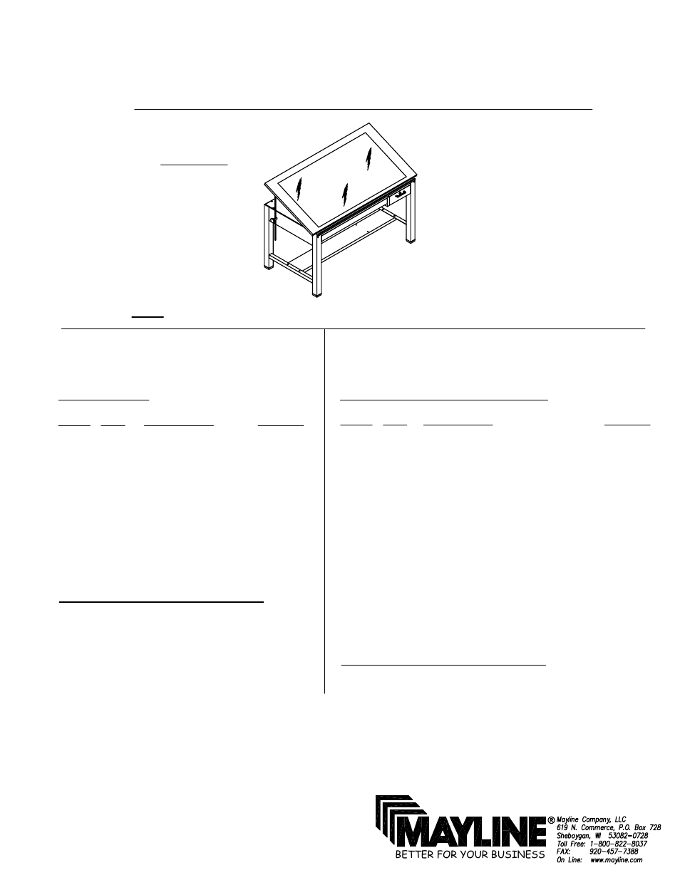 Mayline Ranger 4-Post Table w/ Ligh User Manual | 3 pages