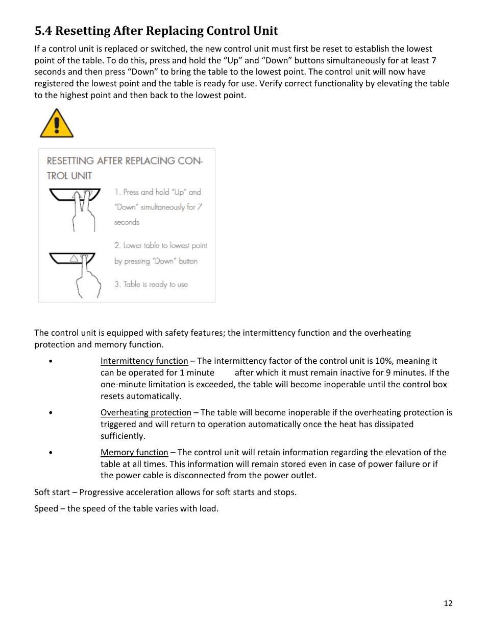 4 resetting after replacing control unit | Mayline RGE User Manual | Page 12 / 13