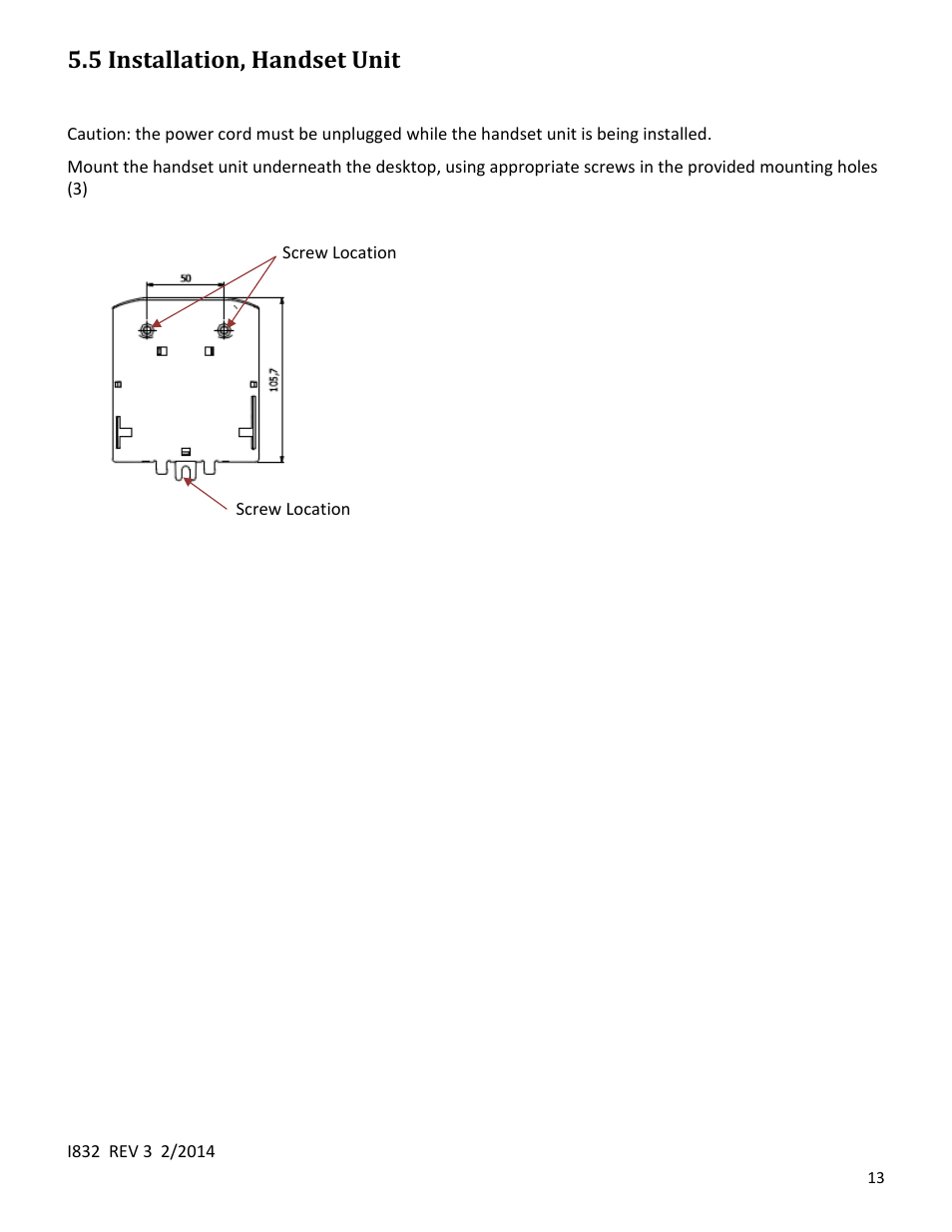 5 installation, handset unit | Mayline RGE User Manual | Page 13 / 13