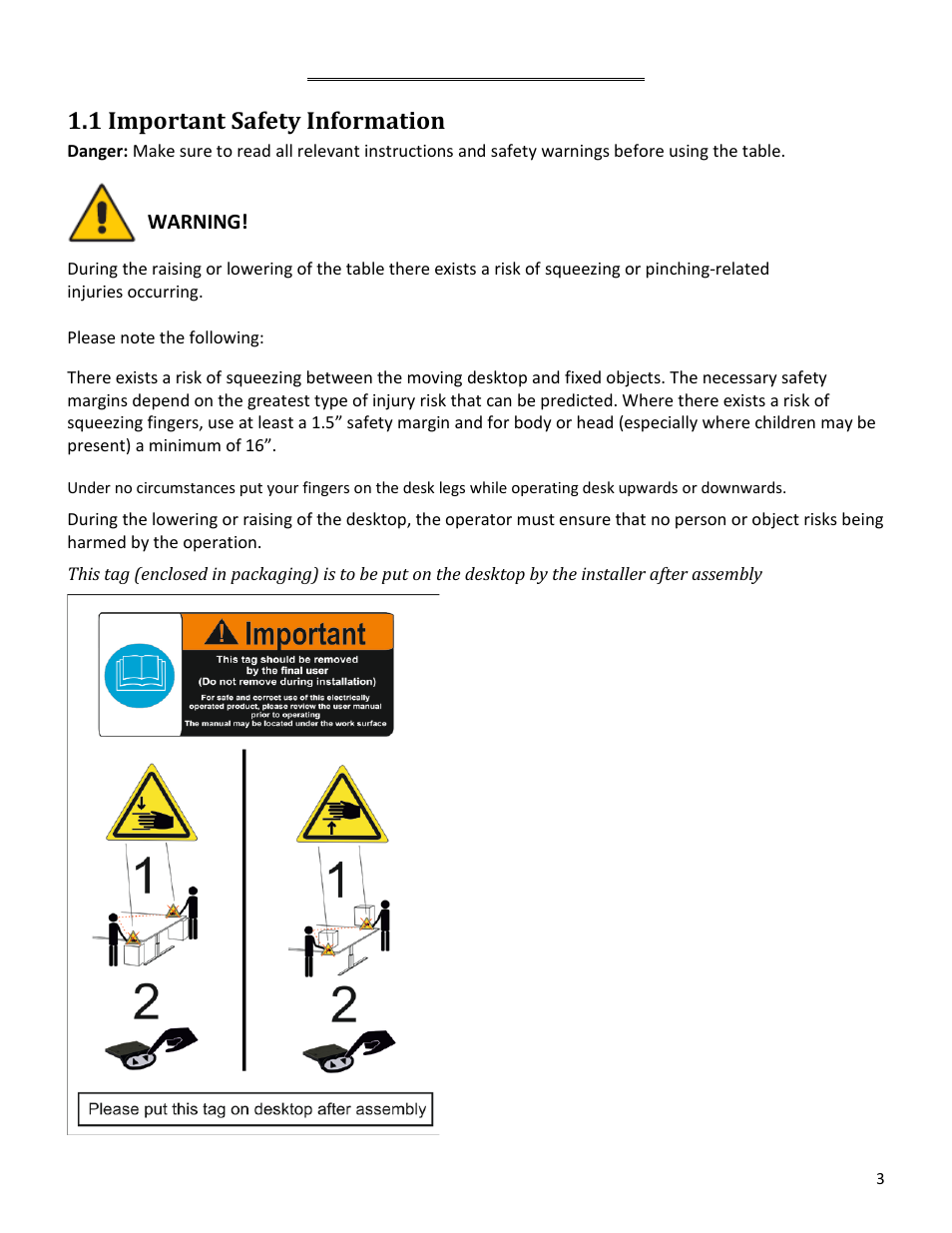 1 important safety information, Mportant, Afety | Nformation, Important information | Mayline RGE User Manual | Page 3 / 13