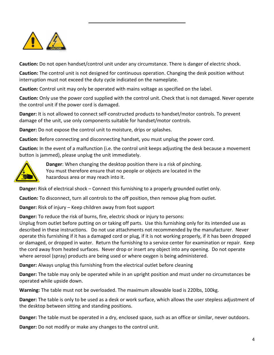 Important information | Mayline RGE User Manual | Page 4 / 13