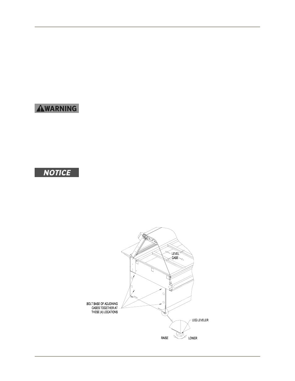 Installation, Unpacking and handling, Floor model | Leveling | BKI Heated Display Merchandisers CSWG User Manual | Page 11 / 36