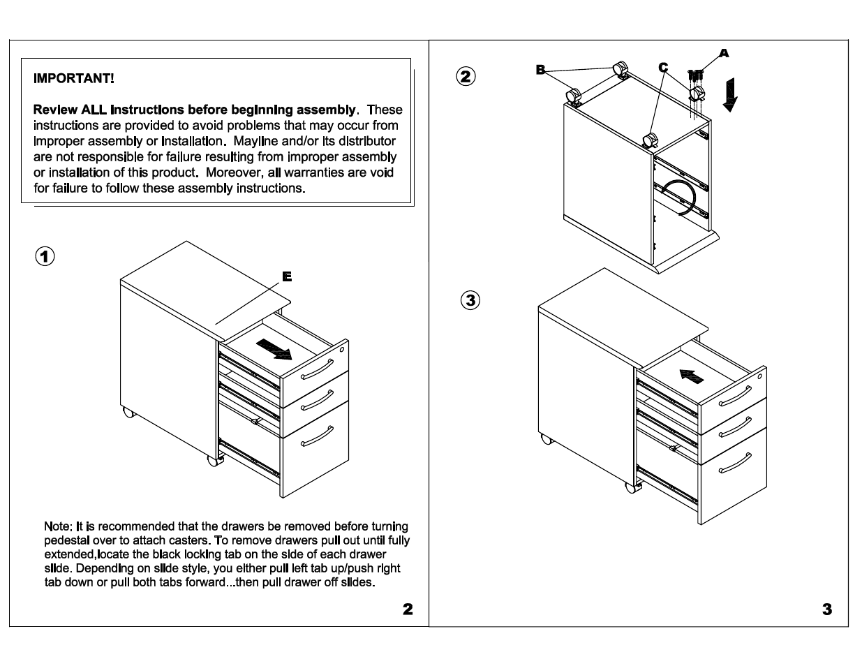 Mayline VBBF Box-Box-File Mobile Pedestal User Manual | Page 2 / 4