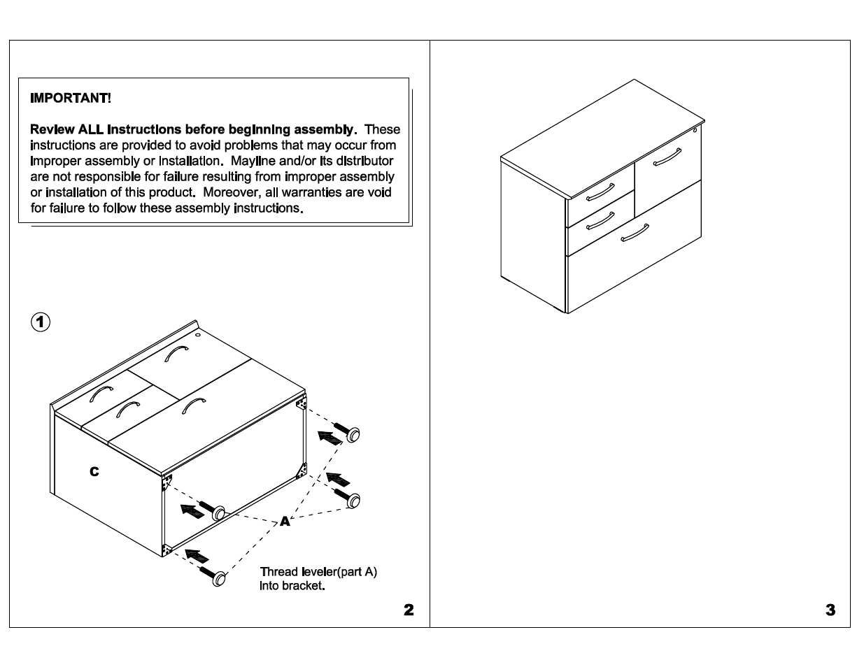 Mayline VCF Free Standing Veneer Combo File User Manual | Page 2 / 3