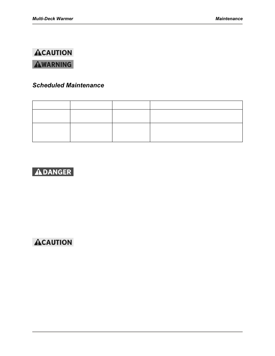 Maintenance, Scheduled maintenance, Cleaning | BKI Multi-Deck Warmer MDW User Manual | Page 11 / 16