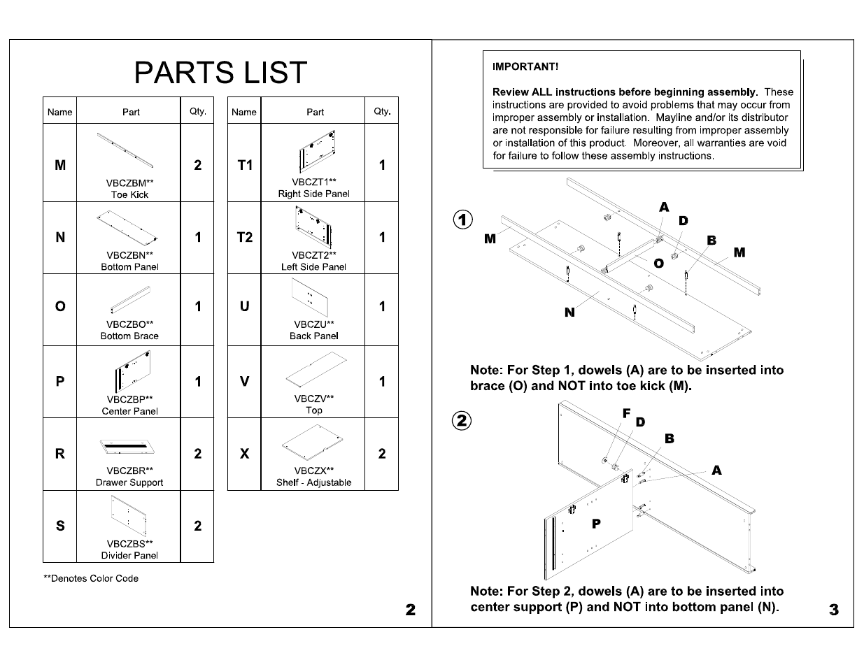 Mayline VBCZB 72" Buffet Cabinet Shell User Manual | Page 2 / 5