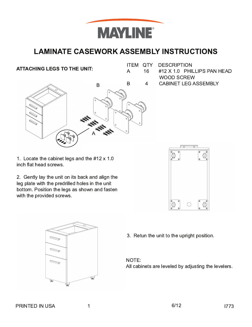 Mayline Laminate Casegoods User Manual | 6 pages