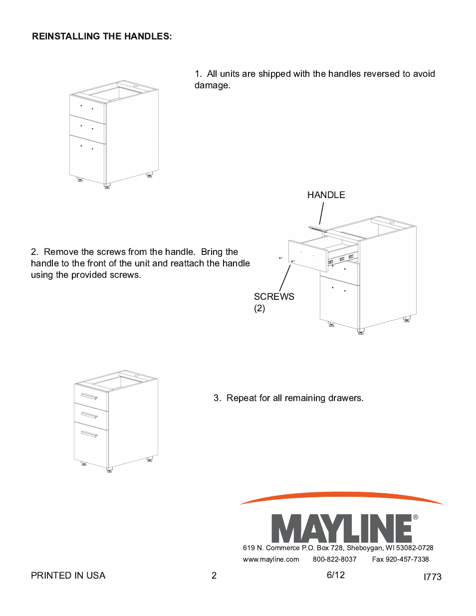 Mayline Laminate Casegoods User Manual | Page 2 / 6