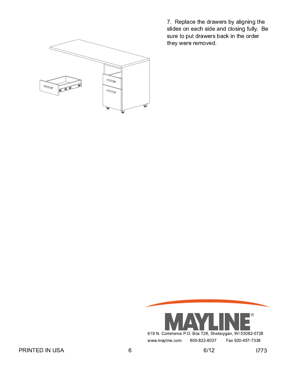 Mayline Laminate Casegoods User Manual | Page 6 / 6