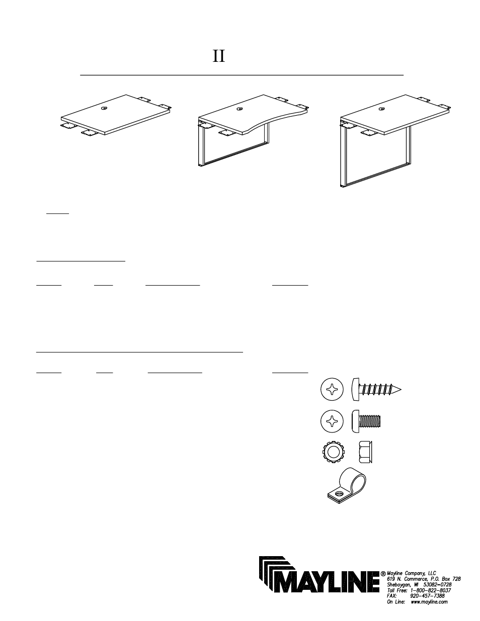 Mayline CSII Bridge User Manual | 3 pages