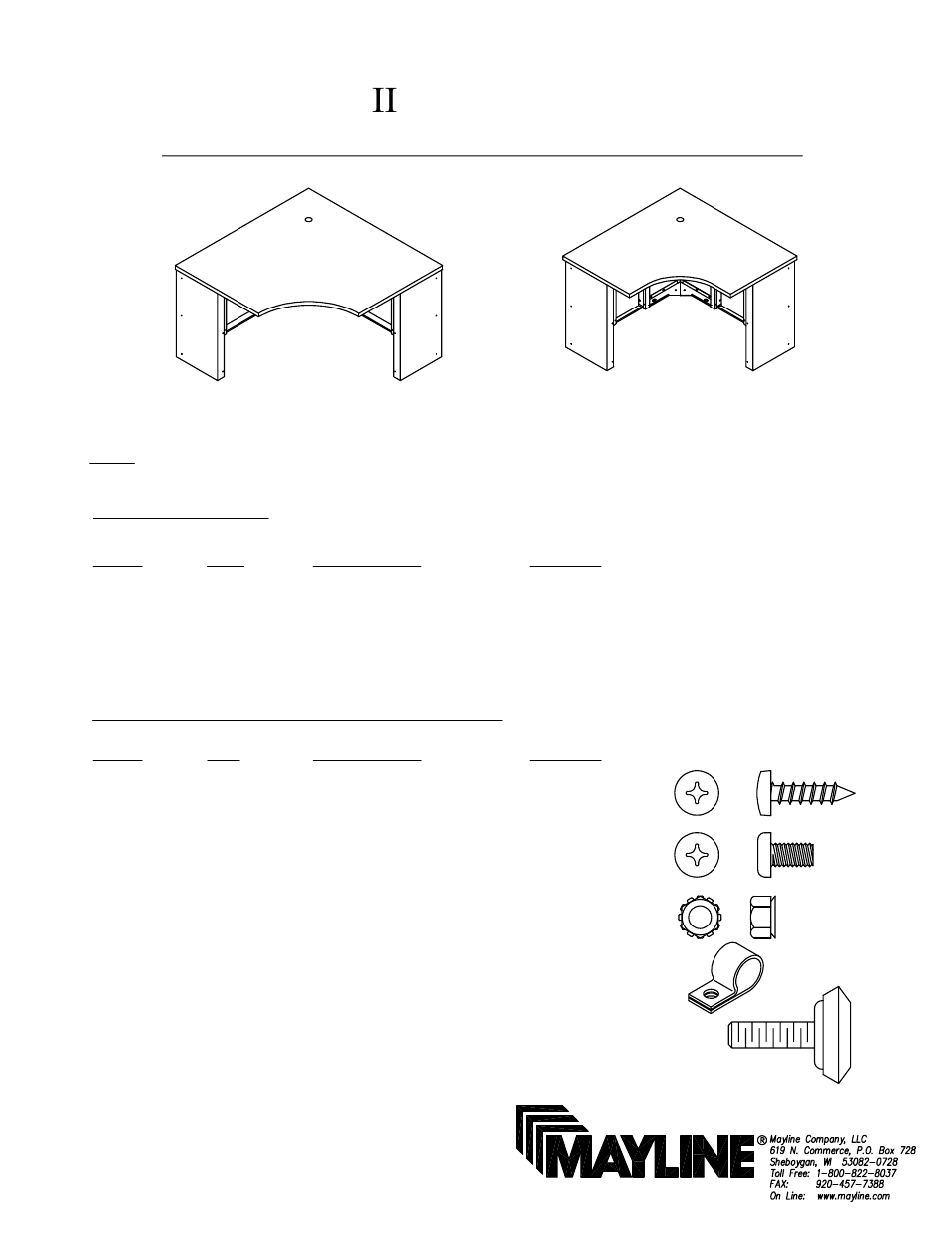 Mayline CSII Corner Desk User Manual | 4 pages