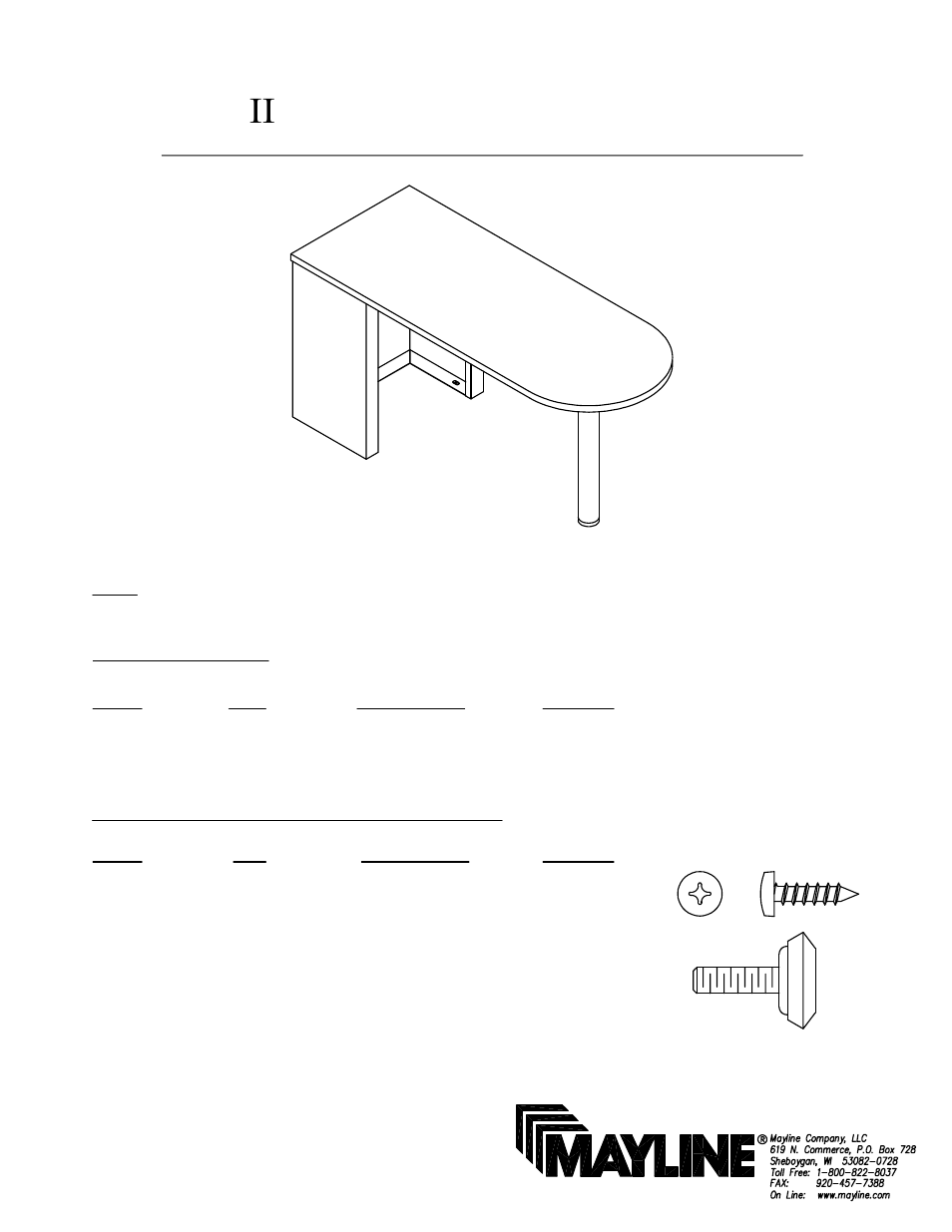 Mayline CSII Freestanding Peninsula User Manual | 3 pages