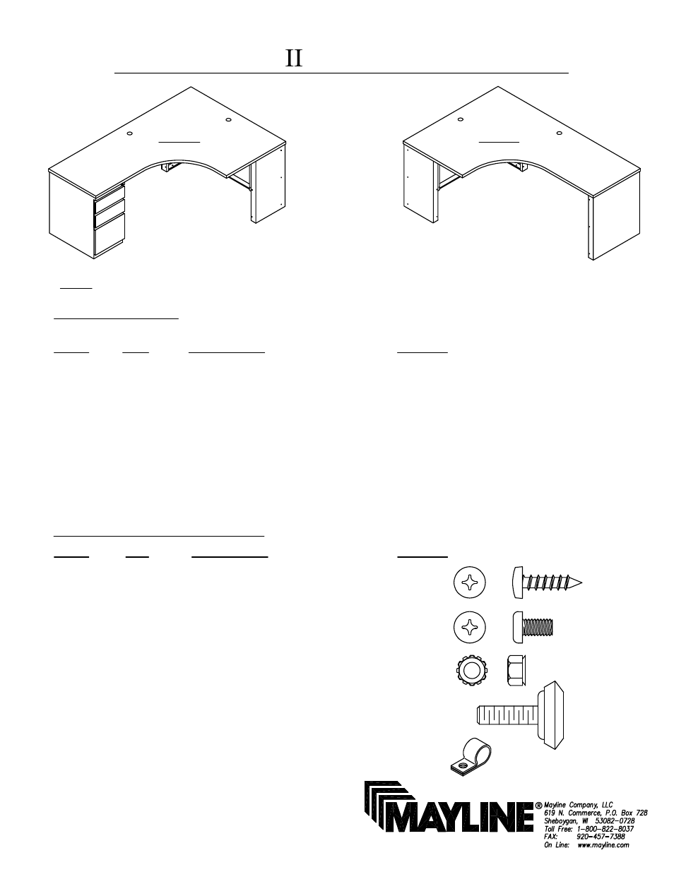 Mayline CSII "J Table" User Manual | 4 pages