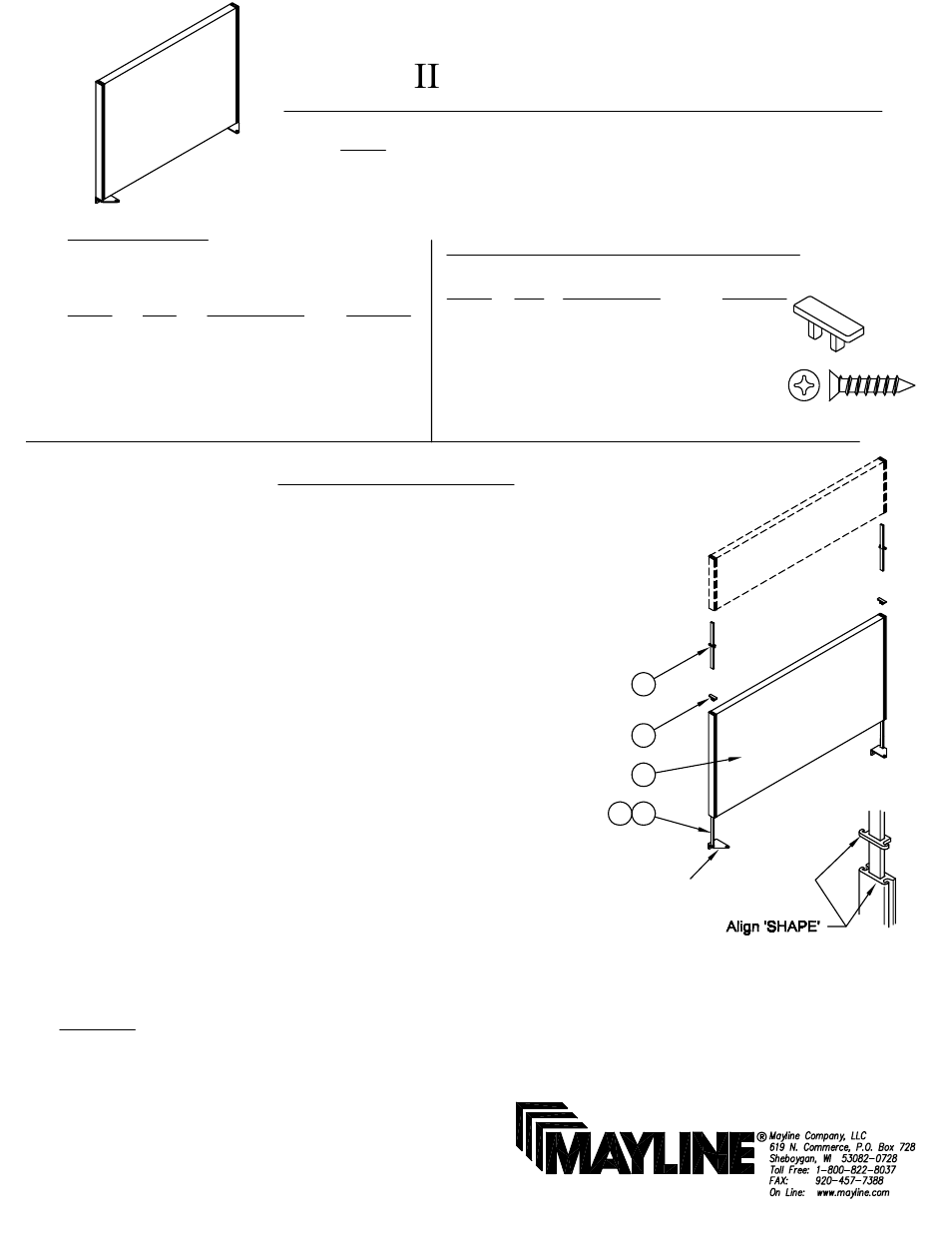 Mayline CSII Privacy Panels User Manual | 6 pages