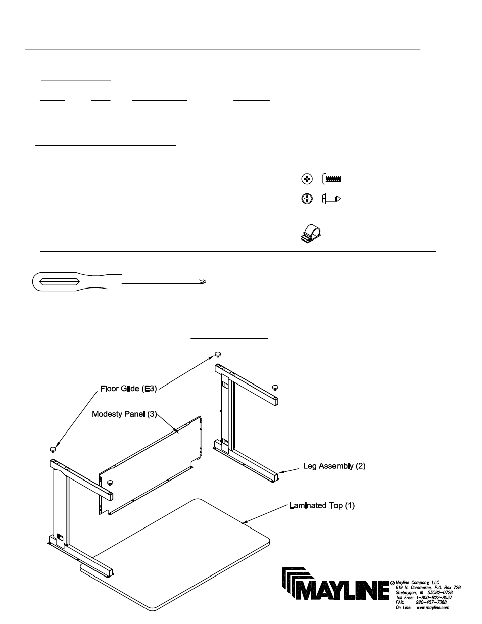 Mayline CS Worktables User Manual | 3 pages