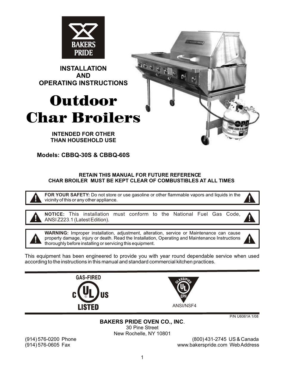 Bakers Pride CBBQ-30S User Manual | 12 pages