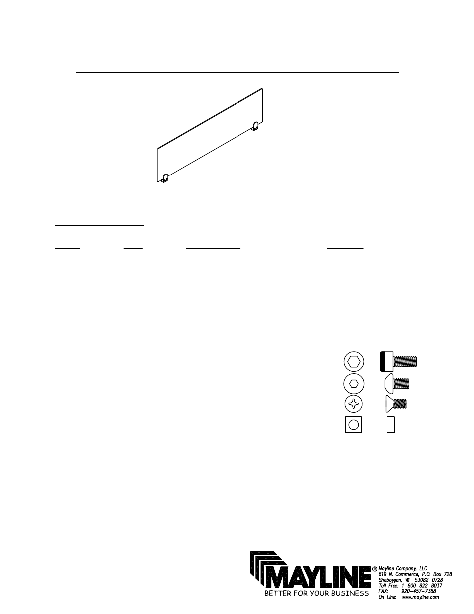 Mayline Acrylic Panels User Manual | 4 pages