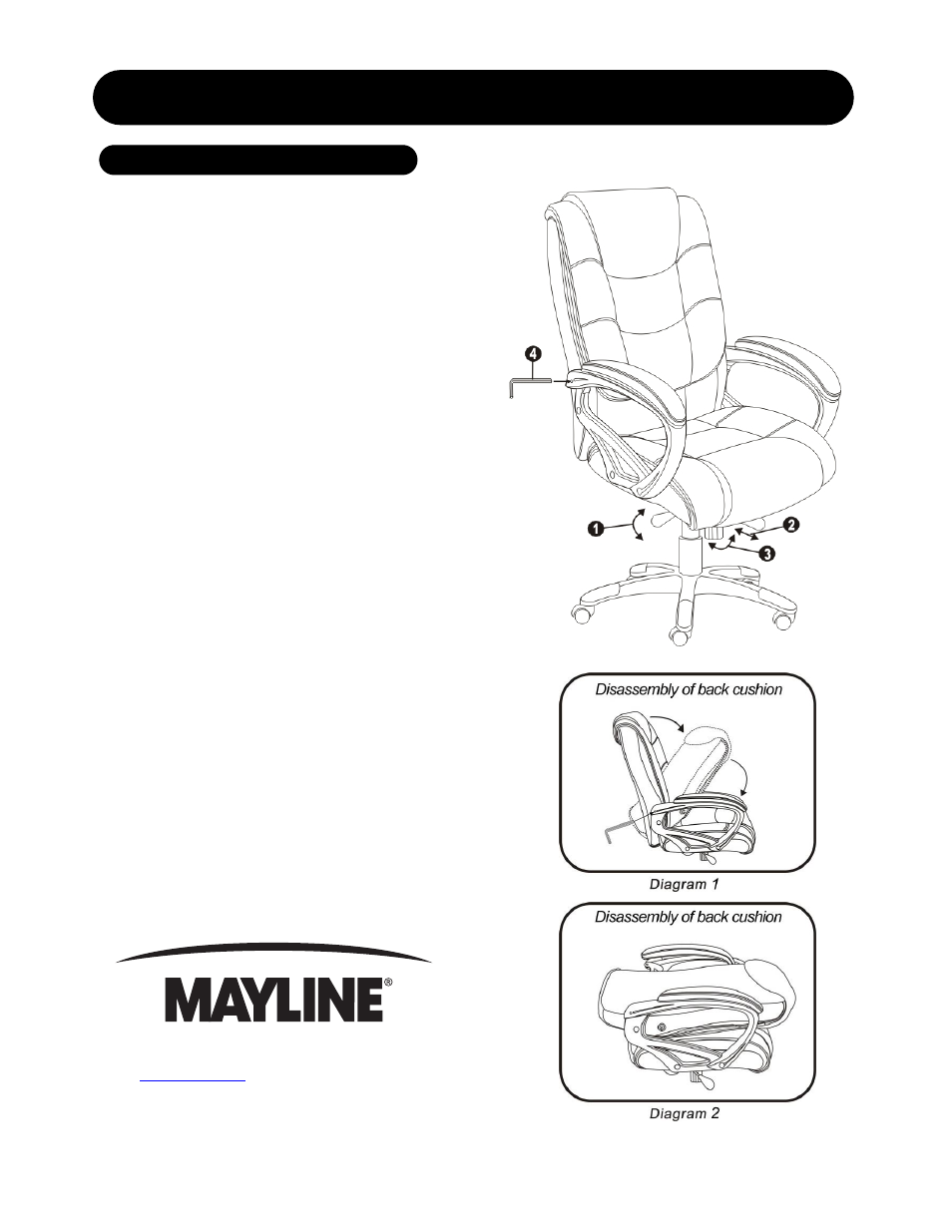 Mayline 500 Series High-Back Chair User Manual | 2 pages