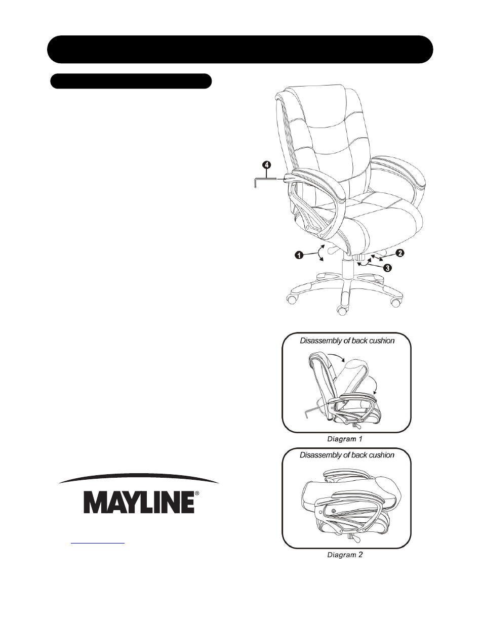 Mayline 500 Series Mid-Back Chair User Manual | 2 pages