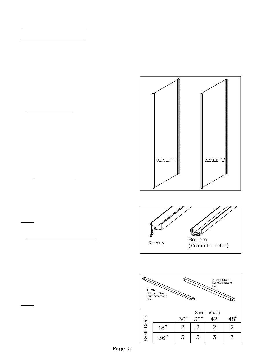 X-ray product specifications | Mayline Four Post Shelving User Manual | Page 5 / 16