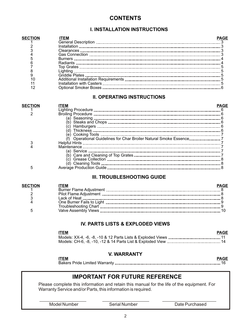 Bakers Pride Dante Series XX & CH User Manual | Page 2 / 16