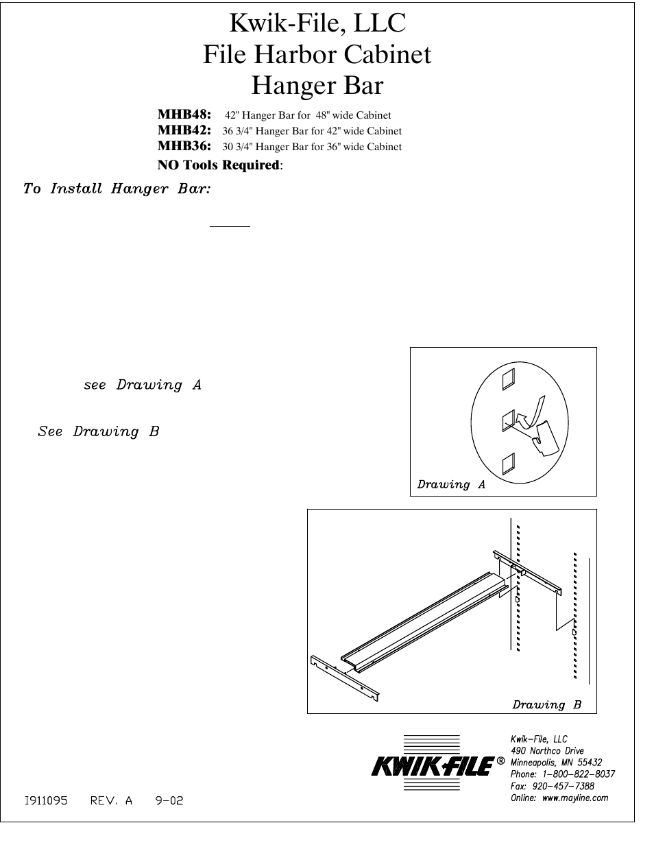 Kwik-file, llc file harbor cabinet hanger bar | Mayline File Harbor Cabinet Wire Dividers User Manual | Page 2 / 2