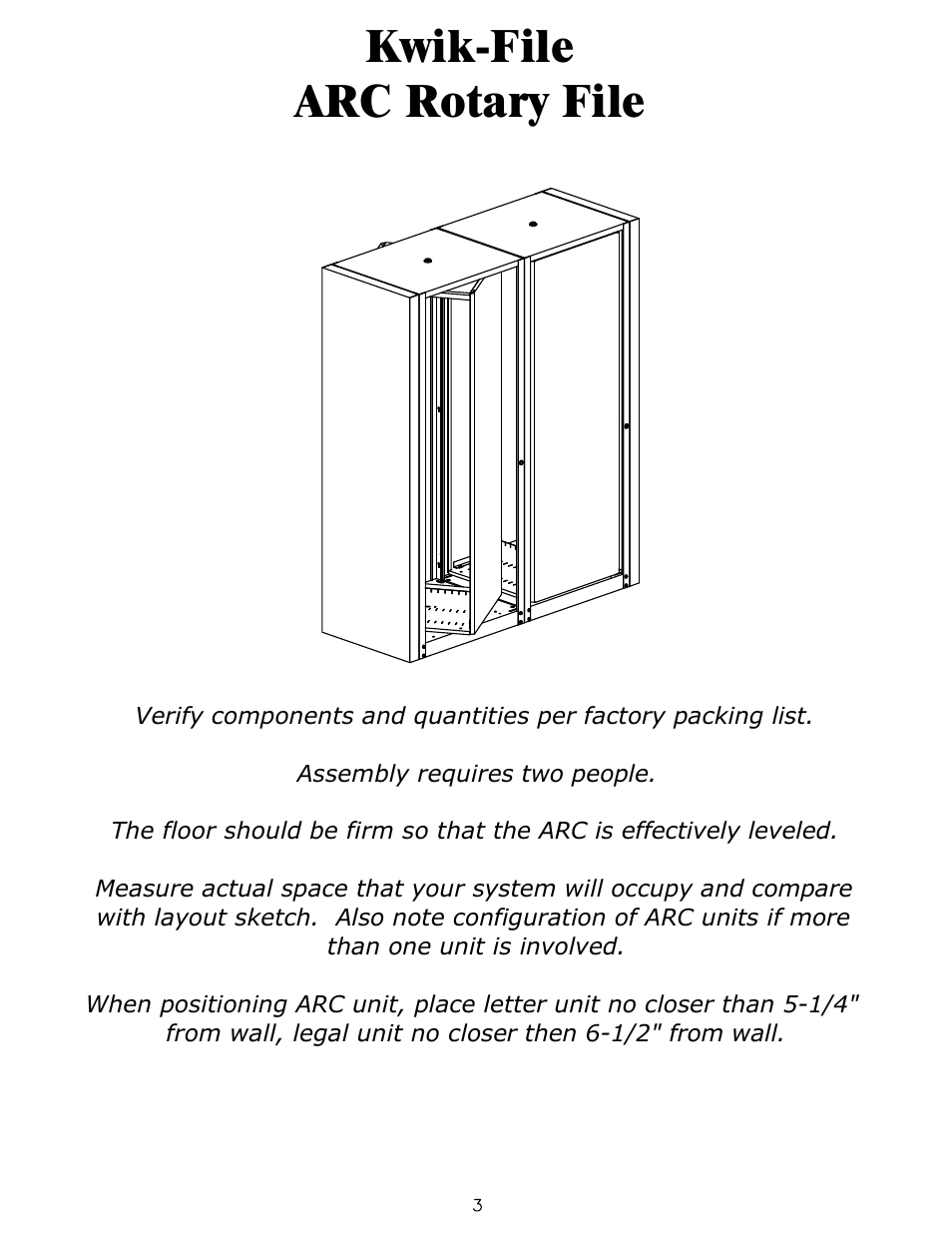 Kwik-file arc rotary file | Mayline ARC Rotary Files User Manual | Page 3 / 16