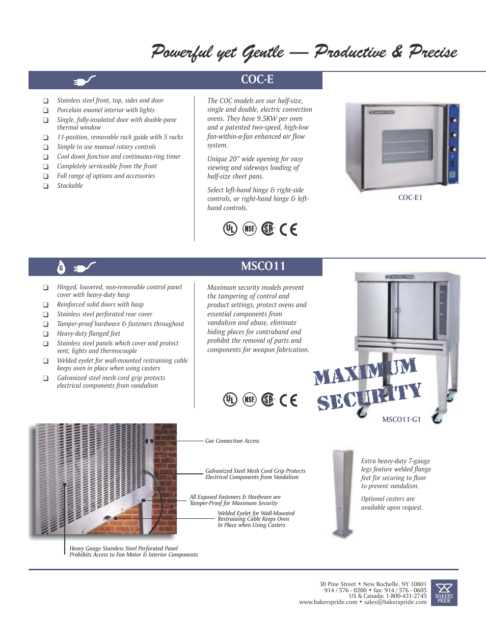 Maximum security, Powerful yet gentle — productive & precise, Coc-e msco11 | Bakers Pride CO11 User Manual | Page 3 / 8