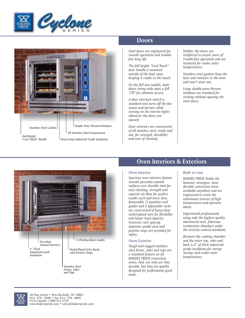 Doors oven interiors & exteriors | Bakers Pride CO11 User Manual | Page 6 / 8