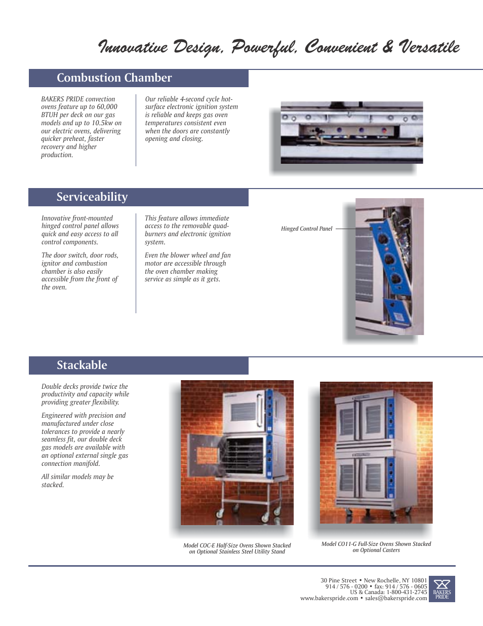 Combustion chamber stackable, Serviceability | Bakers Pride CO11 User Manual | Page 7 / 8