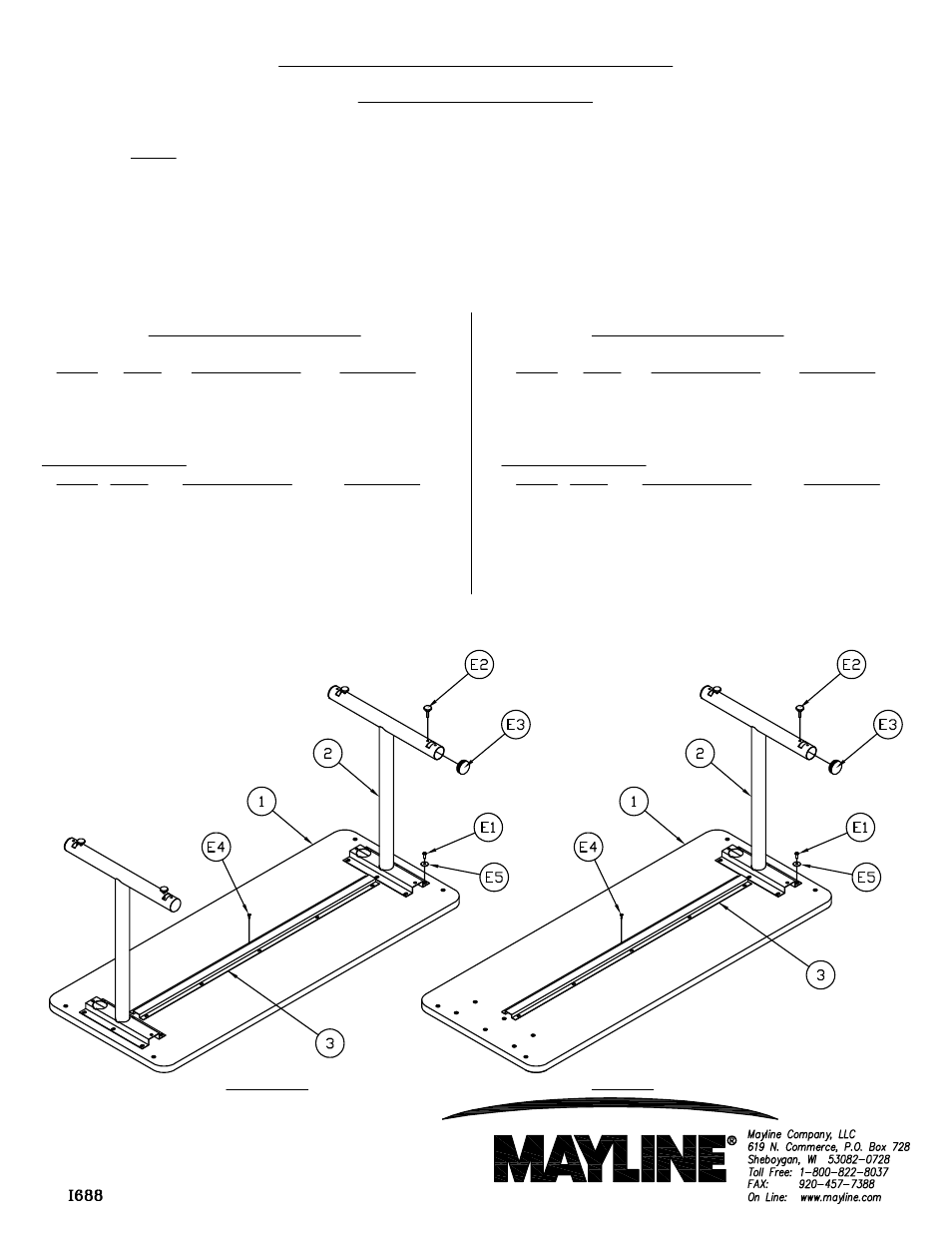 Mayline TMATE Tables User Manual | 3 pages