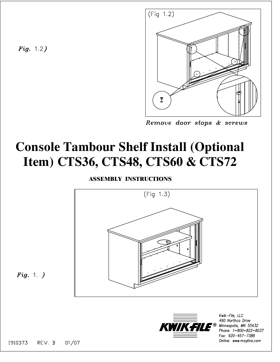 Mayline CTSXX Tambour Door Console & Shelf User Manual | Page 2 / 2