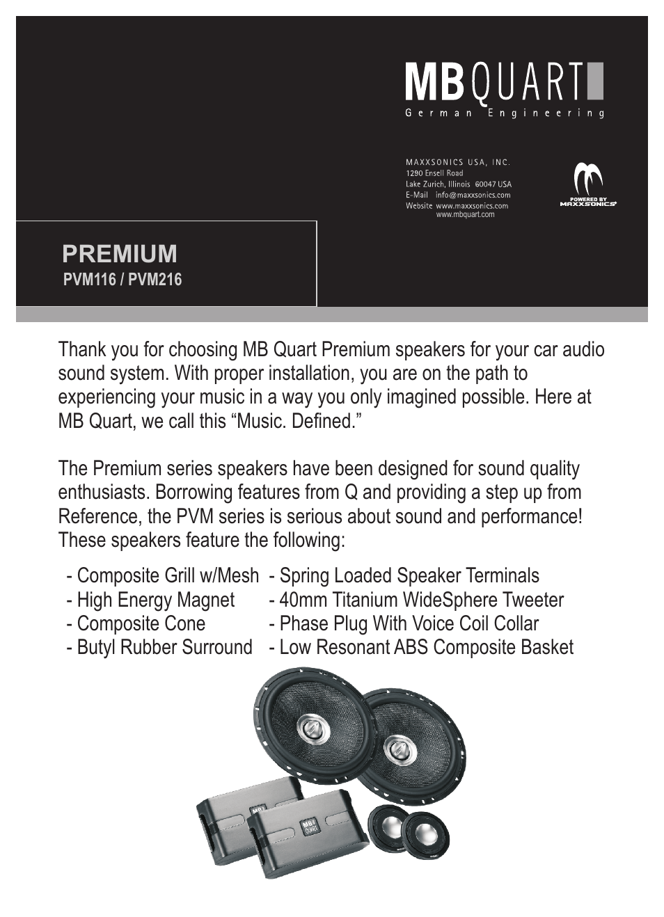 MB QUART PREMIUM PVM216 User Manual | 5 pages