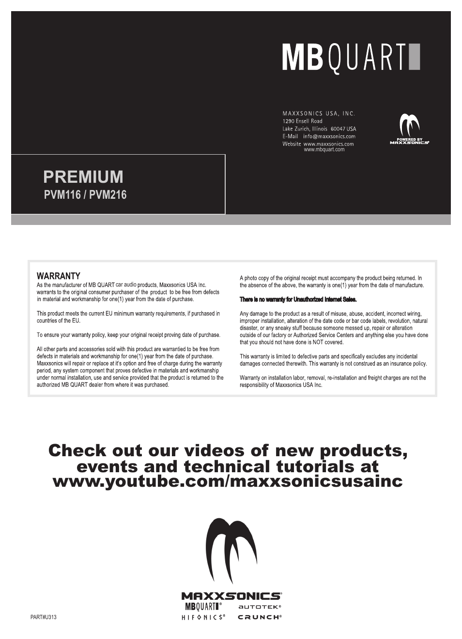 Mbq pvm speaker manual back cover | MB QUART PREMIUM PVM216 User Manual | Page 5 / 5