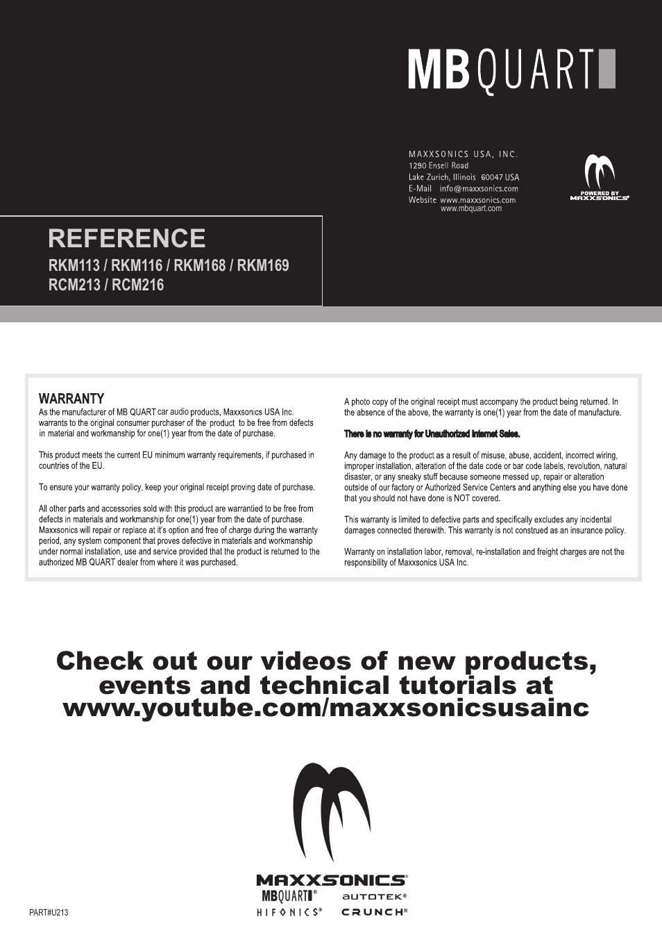 Mbq rkm speaker manual back cover, Reference | MB QUART Reference RCM216 User Manual | Page 10 / 10