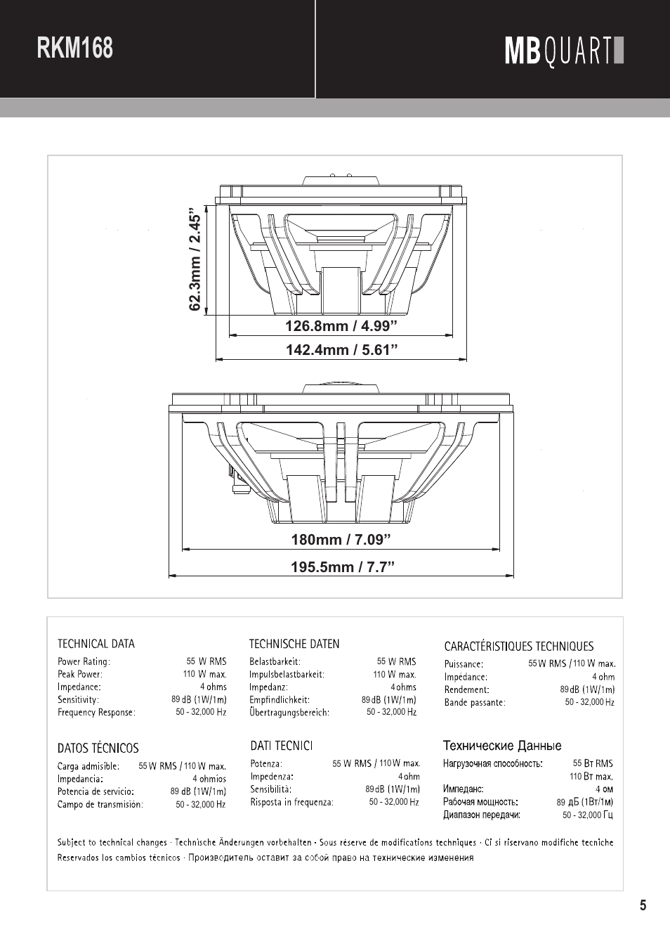 Rkm168 | MB QUART Reference RCM216 User Manual | Page 6 / 10