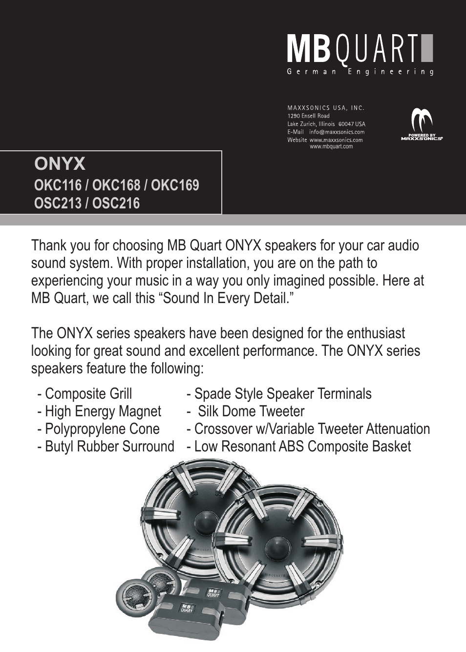 MB QUART Onyx OSC216 User Manual | 10 pages