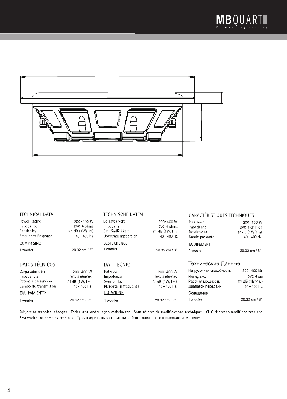 Mbq reference subwoofer manual pg4, Rlp204 | MB QUART Reference RLP series User Manual | Page 4 / 10